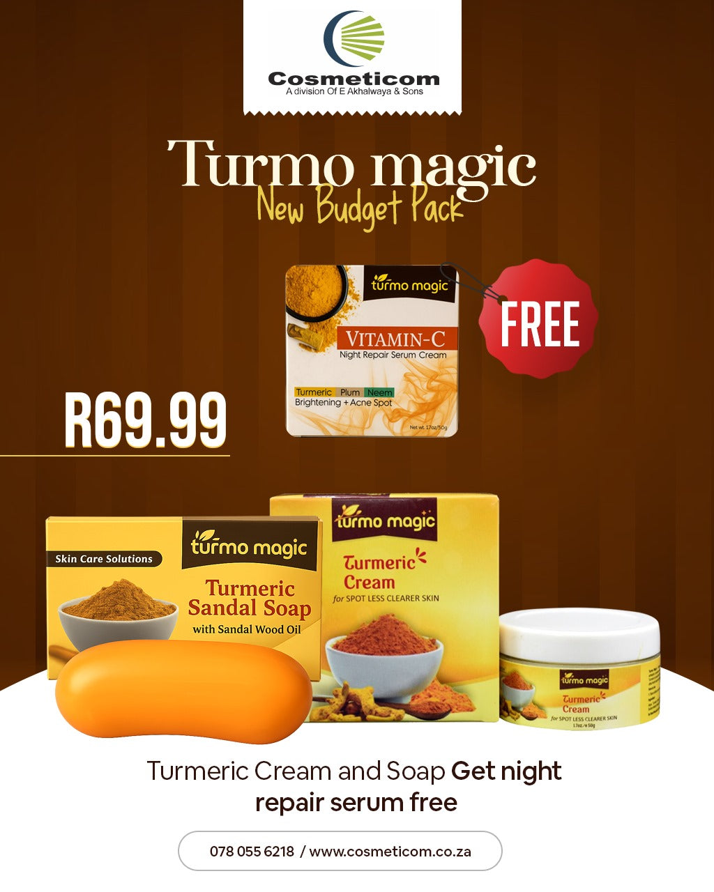 Turmo Magic Budget Pack – Turmeric Cream + Soap + FREE Night Repair Serum